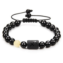 Load image into Gallery viewer, 12 Couple Bracelet Black Stone Bracelets For Women Men Braided Bracelet Natural Stone Zodiac Star Sign Bracelet For Couple Natural Black Stone Bead Bracelet For Men Women