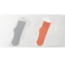 Load image into Gallery viewer, 1/2 Pairs Girls Thin Socks Pack Harajuku Cute Long Frilly Socks Casual Soft Nylon High Elastic Solid White Purple Solid Color Stylish Casual Socks For Men And Women