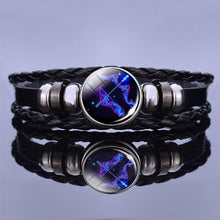 Load image into Gallery viewer, 12 Zodiac Signs Charm Bracelet Men Women Fashion Multilayer Weave Leather Charms 12 Twelve Constellations PU Leather Bracelet Braided Punk Zodiac Sign Bangle