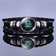 Load image into Gallery viewer, 12 Zodiac Signs Charm Bracelet Men Women Fashion Multilayer Weave Leather Charms 12 Twelve Constellations PU Leather Bracelet Braided Punk Zodiac Sign Bangle