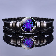 Load image into Gallery viewer, 12 Zodiac Signs Charm Bracelet Men Women Fashion Multilayer Weave Leather Charms 12 Twelve Constellations PU Leather Bracelet Braided Punk Zodiac Sign Bangle