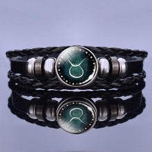 Load image into Gallery viewer, 12 Zodiac Signs Charm Bracelet Men Women Fashion Multilayer Weave Leather Charms 12 Twelve Constellations PU Leather Bracelet Braided Punk Zodiac Sign Bangle