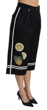 Load image into Gallery viewer, Dolce & Gabbana Black Lemon Embellished Palazzo Cropped Pants