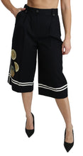 Load image into Gallery viewer, Dolce & Gabbana Black Lemon Embellished Palazzo Cropped Pants