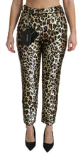 Load image into Gallery viewer, Dolce & Gabbana Brown Leopard Sequined High Waist Pants