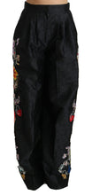 Load image into Gallery viewer, Dolce & Gabbana Black Brocade Floral Sequined Beaded Pants