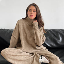 Load image into Gallery viewer, Women's Oversized High-Neck Sweater & Wide-Leg Knit Pants Set