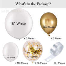 Load image into Gallery viewer, 120pc White Gold Confetti Metallic Balloon Arch Kit For Wedding Birthday Party Decorations Baby Shower Party Balloons Garland Arch Kit for Bridal Shower Baby Shower Party Decoration
