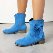 Load image into Gallery viewer, Low Heel Suede Large Size Sweet Bow Casual Boots