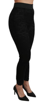 Load image into Gallery viewer, Dolce & Gabbana Black Lace Skinny High Waist Cotton Pants