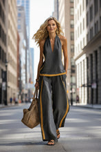 Load image into Gallery viewer, Women’s Contrast Color Sleeveless Vest and Wide-Leg Pants Set
