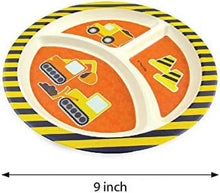 Load image into Gallery viewer, 🚧 Construction Trucks 4-Piece Kids Dinnerware Set – Eco-Friendly, Biodegradable Plant Fiber Plate, Cup, Fork & Spoon – BPA-Free, Microwave & Dishwasher Safe – Gift Boxed for Toddlers & Boys