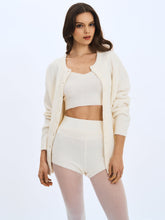 Load image into Gallery viewer, Selene White Wool-Blend Ribbed Knit V-Neck Top