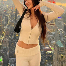 Load image into Gallery viewer, Hoodie Suit Women Leisure Sexy Zip Long Sleeve Sweater And High Waist Long Pants Set