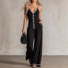 Load image into Gallery viewer, Women's V-Neck Backless Wide-Leg Jumpsuit – High Waist Casual