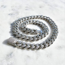 Load image into Gallery viewer, 12mm White Gold Diamond Cuban Link Bracelet