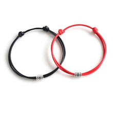 Load image into Gallery viewer, 1/2pcs Adjustable Black Red Leather Rope Bracelet Couple Jewelry Handmade Braided Charm Bracelet Adjustable Rope Bracelets Jewelry Gift Bracelets For Men Women Mutual Attraction Handmade Rope For Women Men