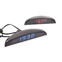 Load image into Gallery viewer, 12V Car Interior 3 In 1 Car Clock Voltmeter Thermometer and Voltage Meter Monitor Touch Switch Blue Red Light Thermometers Voltmeter Gauge Electronic Clock LED Digital Display LCD Screen Clock