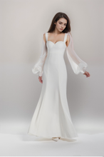 Load image into Gallery viewer, Ethereal Sculpted Bust Mermaid Gown with Sheer Balloon Sleeves