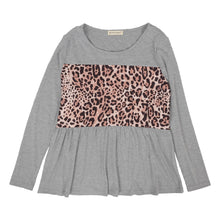 Load image into Gallery viewer, Leopard Panel Shirred Bottom Sweater