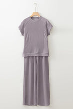 Load image into Gallery viewer, Solid Corded T-Shirt and Pants Set
