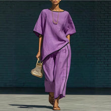 Load image into Gallery viewer, Women's Casual Resort Loose Short-Sleeve Top & Pants Set