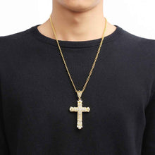 Load image into Gallery viewer, Iced Out Cross Necklace for Men - Sparkling Iced Out Men's Cross Pendant
