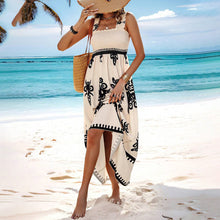 Load image into Gallery viewer, Women's Wide-Strap Printed Maxi Dress – Smocked Bodice & Tassel Waist
