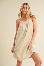 Load image into Gallery viewer, Embroidered Trim Gauze Square Neck Mini Cami Dress For Women – Feminine, Elegant & Stylish with Delicate Details