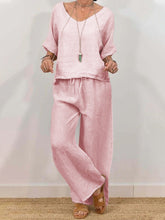 Load image into Gallery viewer, Women’s Multi Color Two Piece Set V Neck Top & Pants
