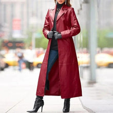 Load image into Gallery viewer, European and American women's leather coat long coat