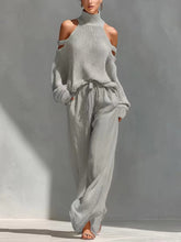Load image into Gallery viewer, Women's Long-Sleeve Turtleneck Top & Pants Set – Elegant 2-Piece