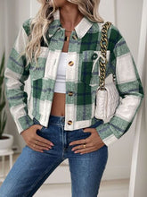Load image into Gallery viewer, Dark Green Button-Up Jacket Trendy & Chic Outerwear with Bow & Pockets Cute Elegant Girls Jacket