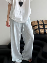 Load image into Gallery viewer, Linen Elastic Waist Loose Wide-Leg Pants