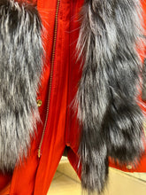 Load image into Gallery viewer, Roma Genuine Silver Fox Fur Rabbit Fur Insulated Parka in Red