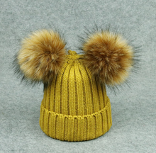 Load image into Gallery viewer, Modern Trend Children's Winter Toddler Baby Kids hat Cap With Two Double Pompom Ears Funny Hat