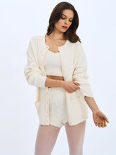 Load image into Gallery viewer, Orla White Wool-Blend Ribbed Knit Cardigan
