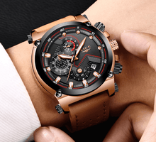 Load image into Gallery viewer, Men's Waterproof Modern Watch With Leather Belts, Stainless Steel Case Excellent Look Perfect Gift