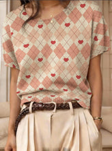 Load image into Gallery viewer, Women's Retro Short-Sleeve Jacquard Knit Top
