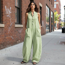 Load image into Gallery viewer, V-Neck Sleeveless Striped Loose Cropped Jumpsuit | 3 Colors S–3XL