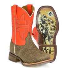 Load image into Gallery viewer, Tin Haul Neon Thunder / Desert Rider Sole (Orange) - Little Kids/Big Kids Leather Cowboy Boots