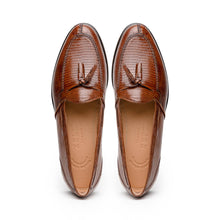 Load image into Gallery viewer, 14-580-CGN FRANCO Teju Lizard Tassel Loafer, Cognac