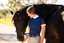 Load image into Gallery viewer, Short Sleeve Lace shirt- Navy