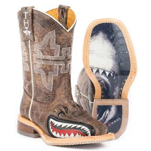 Load image into Gallery viewer, Tin Haul Sharky / Man Eater Sole (Tan) - Little Kids/Big Kids Leather Cowboy Boots