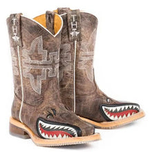 Load image into Gallery viewer, Tin Haul Sharky / Man Eater Sole (Tan) - Little Kids/Big Kids Leather Cowboy Boots