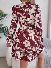 Load image into Gallery viewer, Feminine Lilac Ruffled Printed Long Sleeve Dress Summer Cute Midi Dress