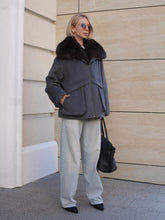 Load image into Gallery viewer, Rimini Genuine Fur Trim Wool Blend Parka in Graphite