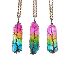 Load image into Gallery viewer, Hot Selling Stone Crystal Pillar Tree Of Life Pendant Ins Fashion Necklace