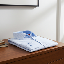 Load image into Gallery viewer, James Button-Up Shirt With Contrast Details // Blue Check // Contemporary Fit (Regular)