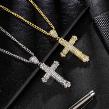 Load image into Gallery viewer, Iced Out Cross Necklace for Men - Sparkling Iced Out Men's Cross Pendant